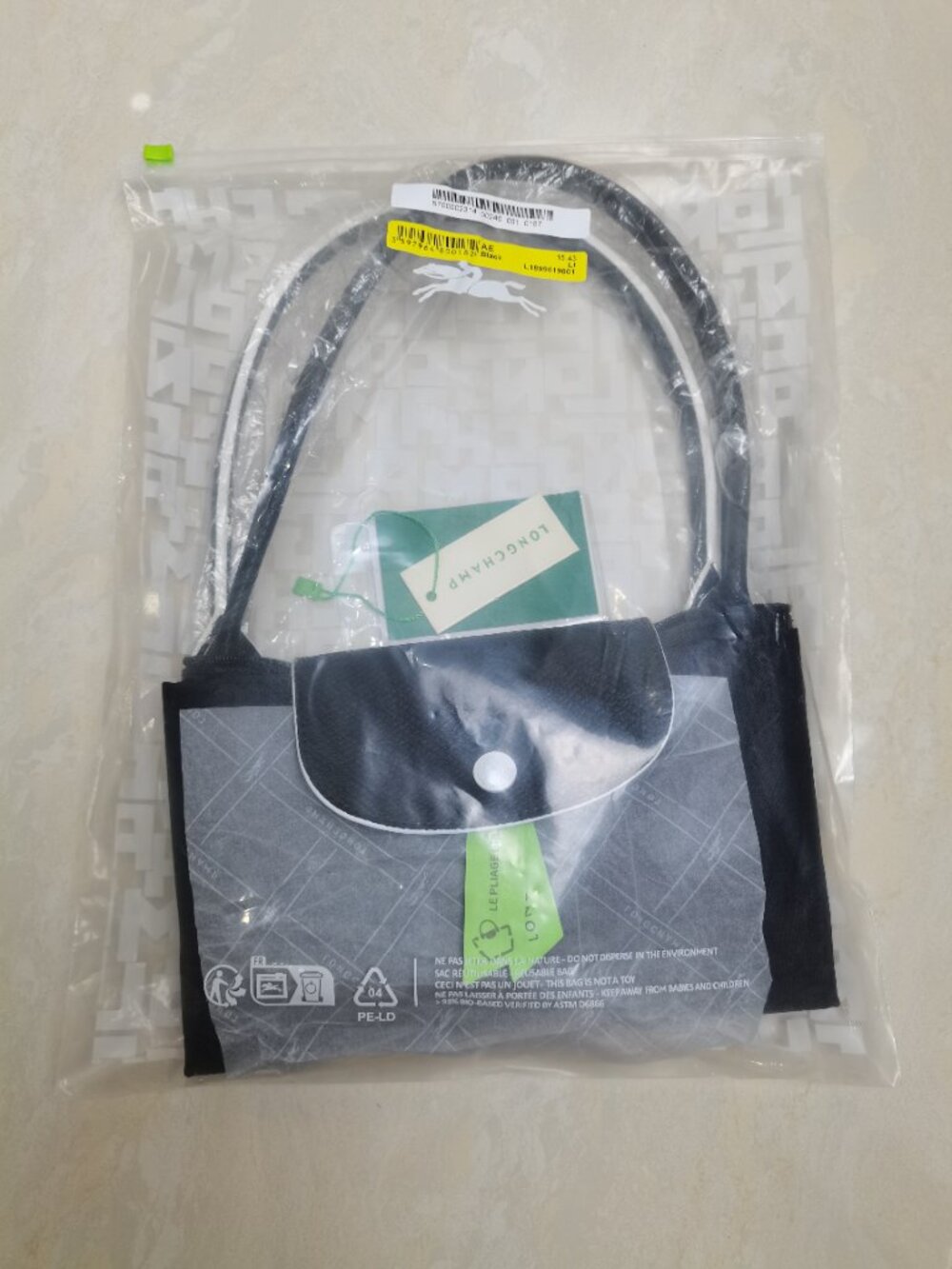Black Waterproof Longchamp Nylon Foldable Portable Shoulder Bag